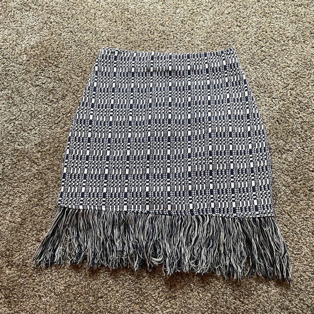 Print mini skirt with fringe sz M (runs small)